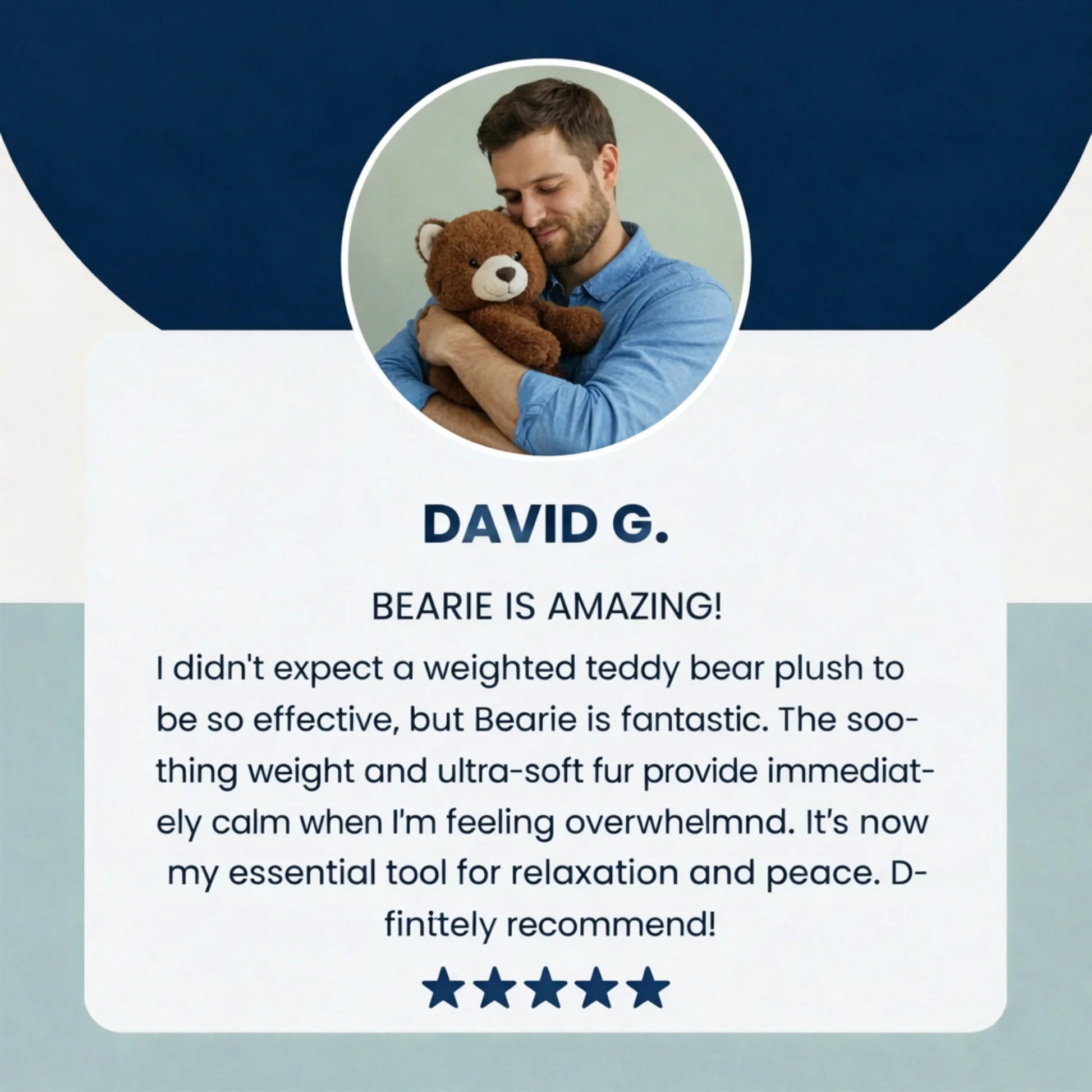 Hugsio Bearie the Bear weighted plush - calming sensory toy