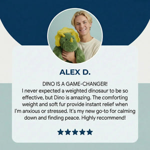 Hugsio Dino the Dinosaur weighted plush - calming sensory toy for kids and adults