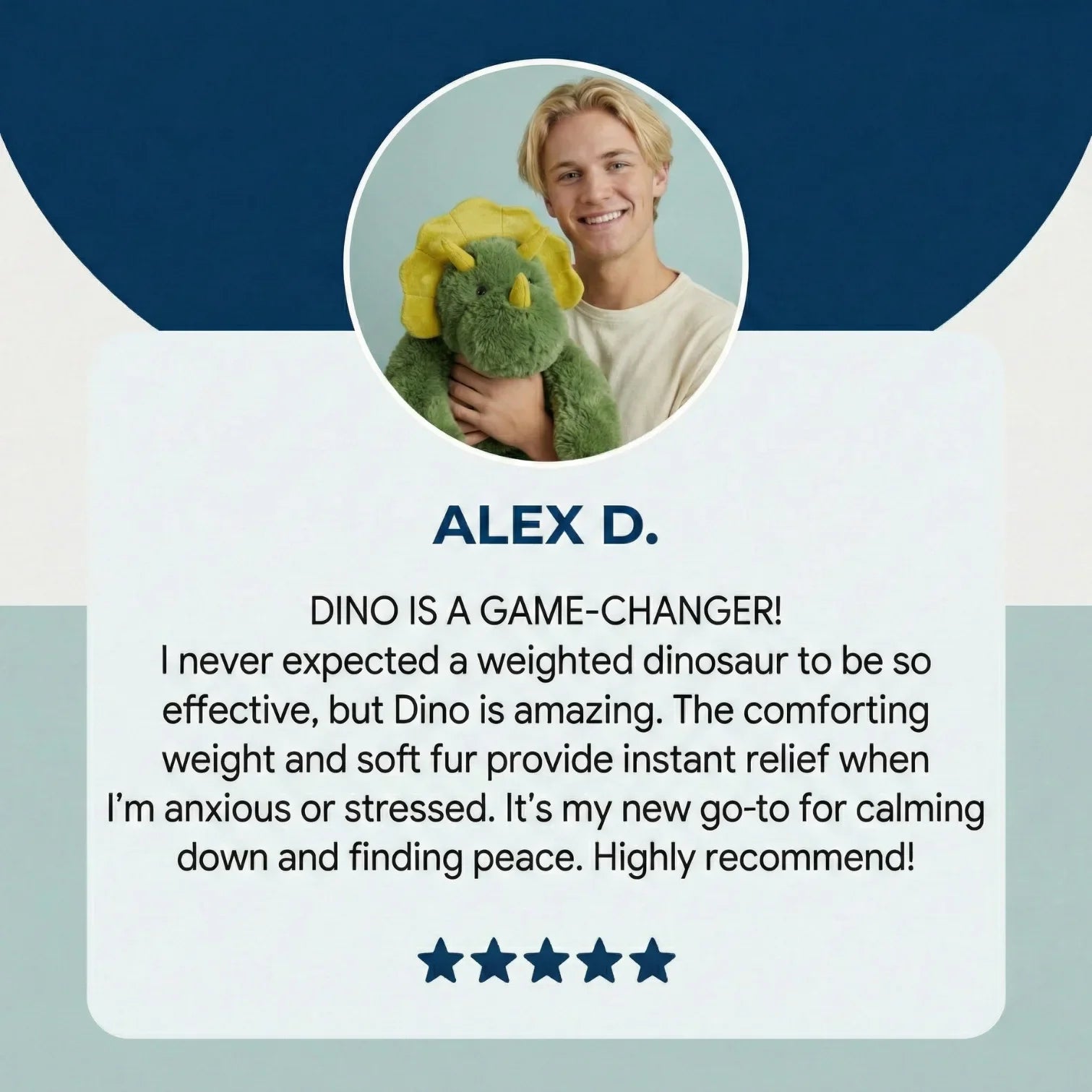 Hugsio Dino the Dinosaur weighted plush - calming sensory toy for kids and adults