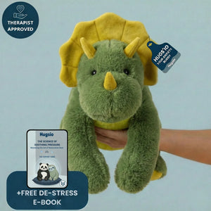 Hugsio Dino the Dinosaur weighted stuffed animal front view