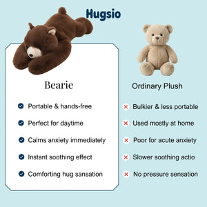 Hugsio vs ordinary plush - Bearie weighted bear deep pressure comparison