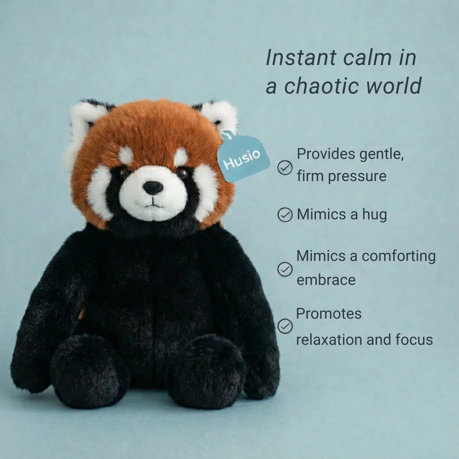 Hugsio Rockie weighted raccoon - instant calm and stress relief toy