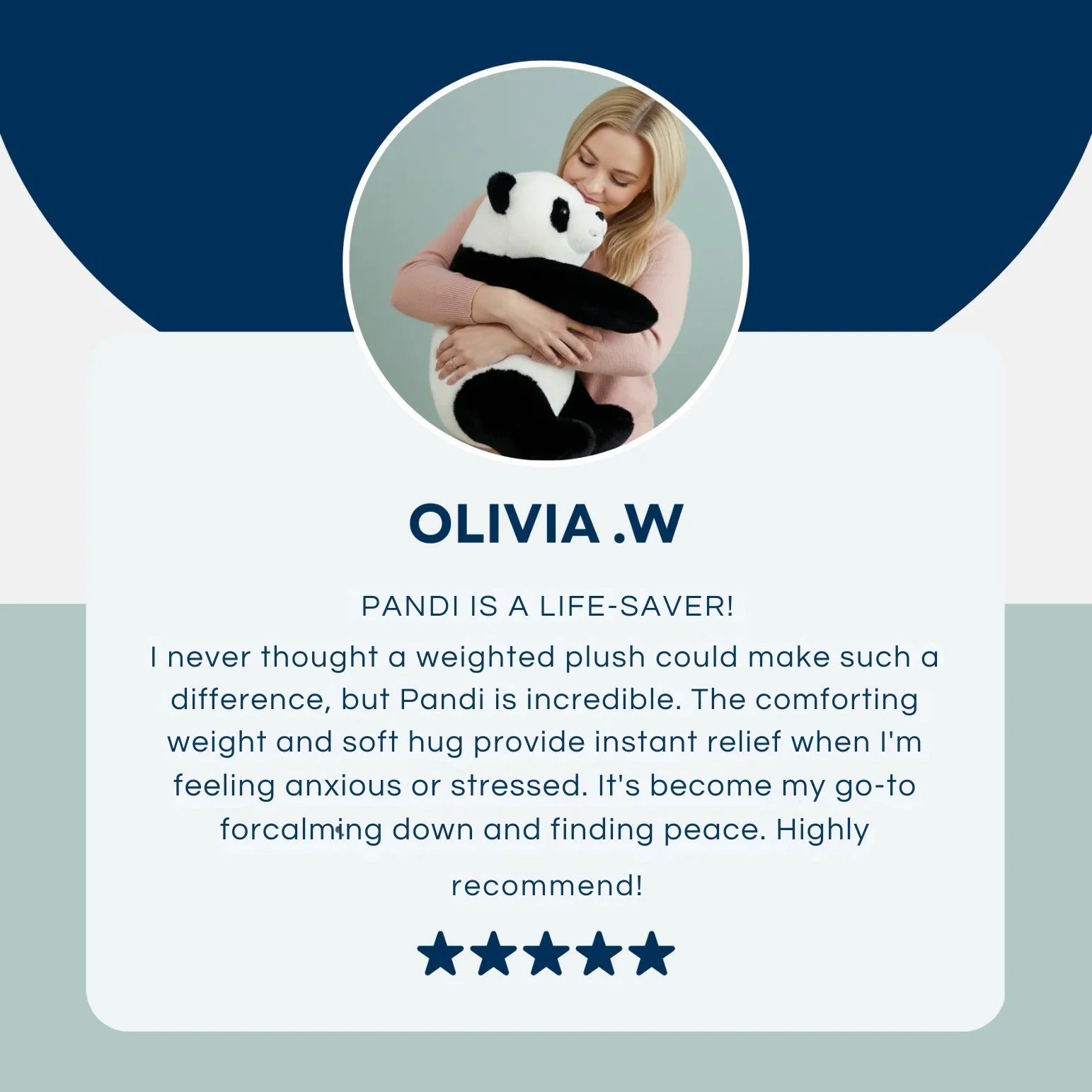 Hugsio Pandie the Panda weighted plush - anxiety relief life-saver companion